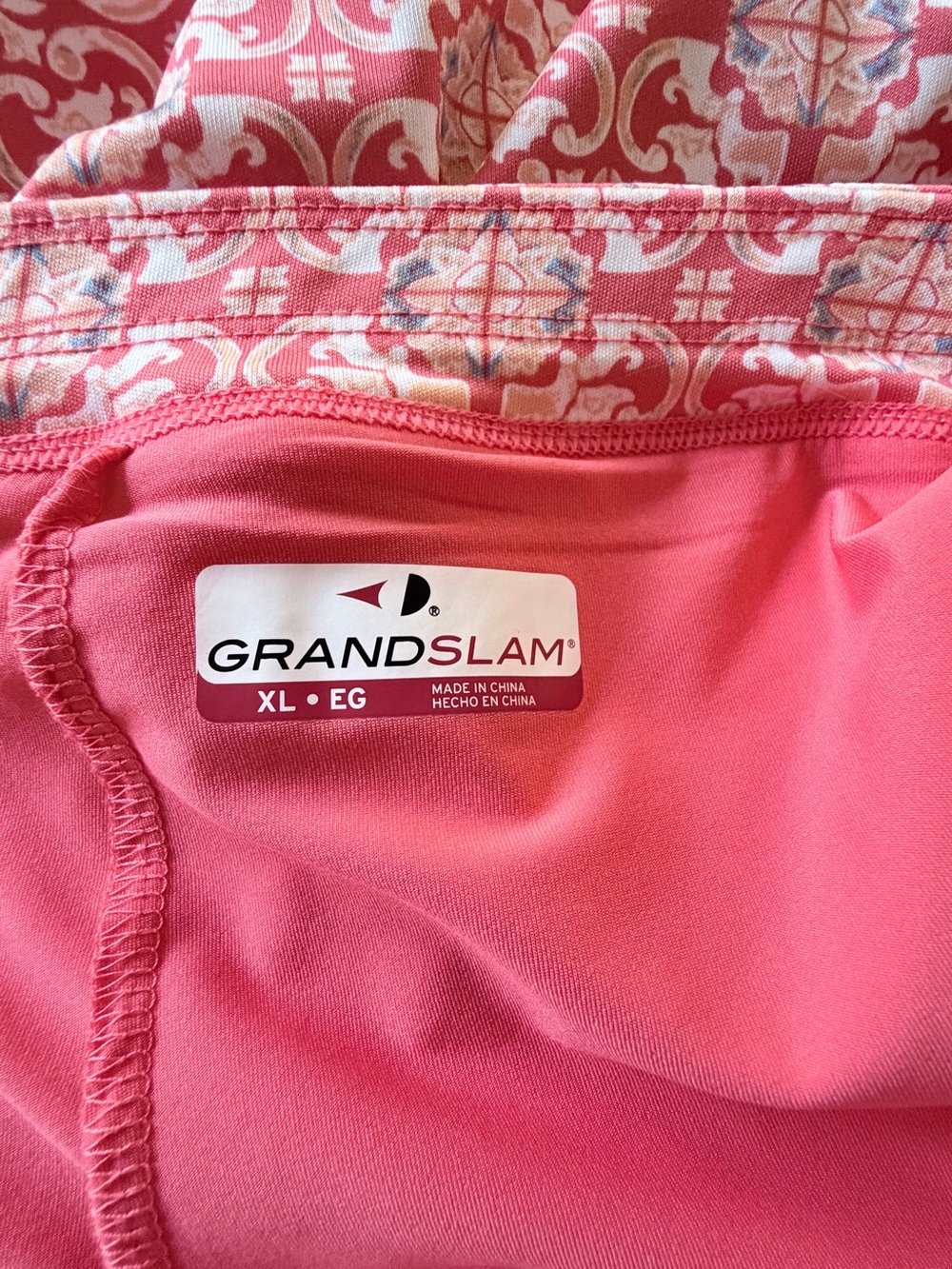 Grand Slam Coral Pink Printed Pull-On Tennis Skort XL - Picture 3 of 8